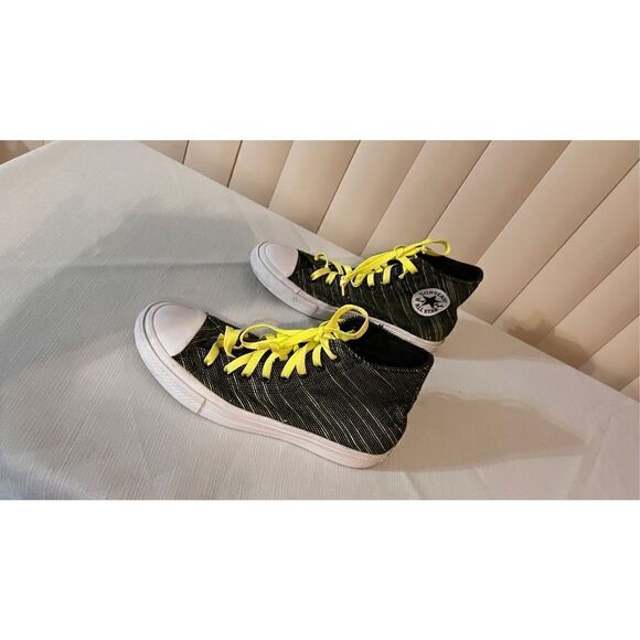 CONVERSE CHUCK TAYLER II ALL STAR SHOES NEON GREEN BLACK 151086 MENS 6.5 WOMENS - Picture 5 of 10